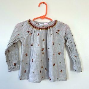 Zara embroidered peasant blouse 18-24mo